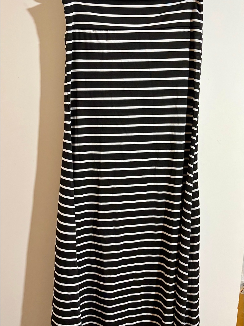 Black and White Striped Maxi Skirt